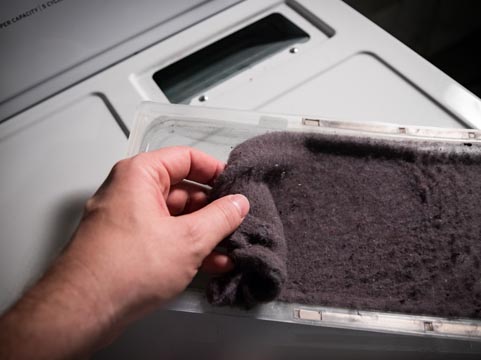 Cleaning wad of lint from a clothes dryer filter